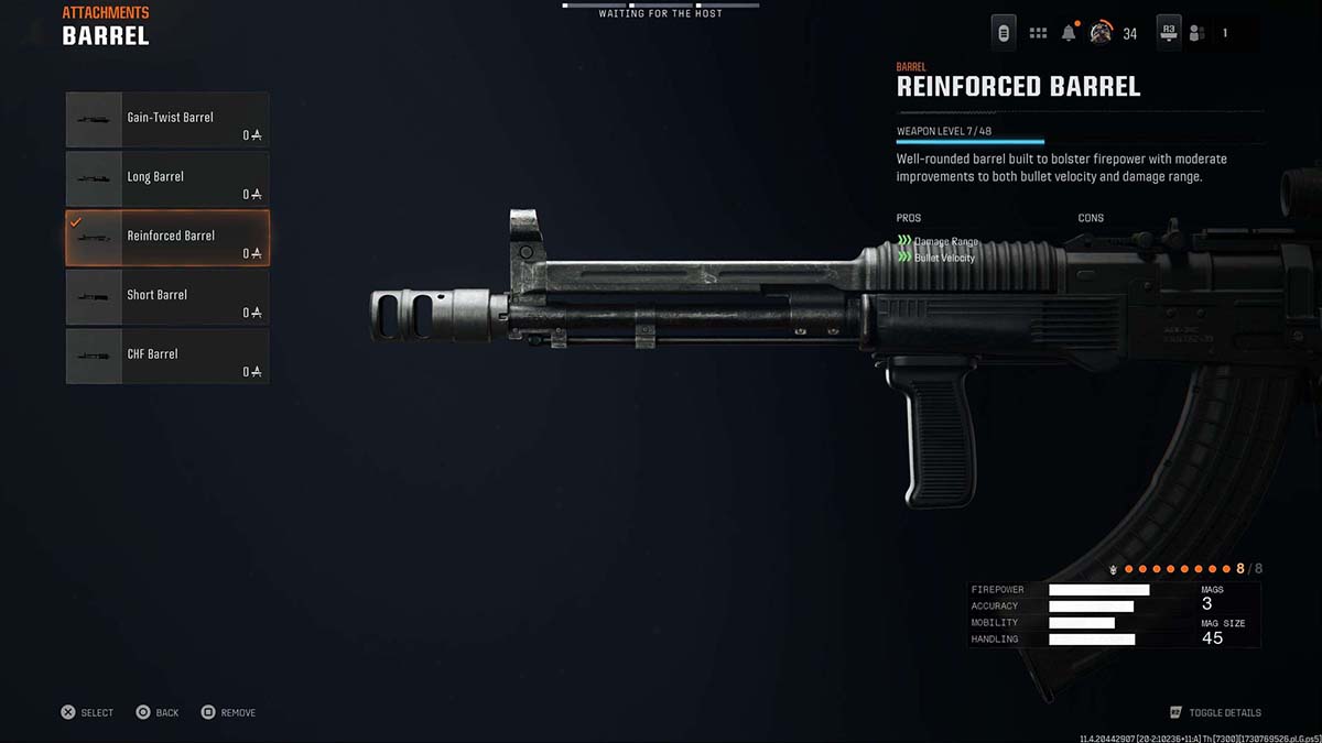 Black Ops 6 AEK-973 Reinforced Barrel attachment in gunsmith