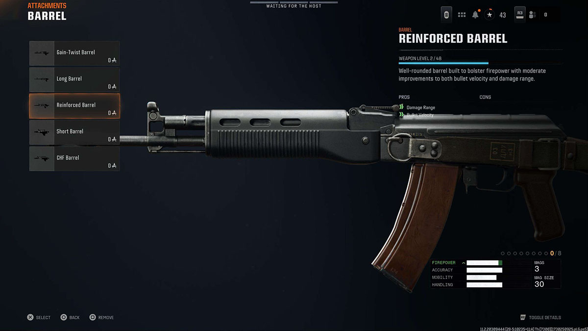 Black Ops 6 AK74 Reinforced Barrel attachment in gunsmith