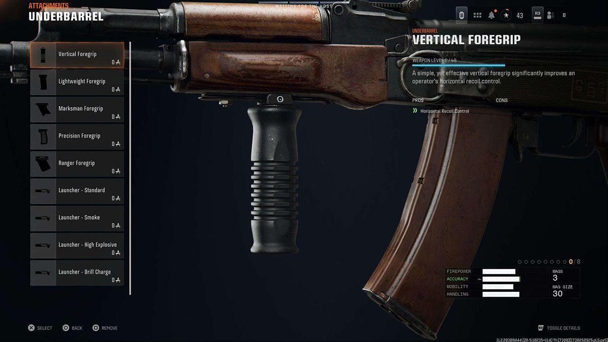 Black Ops 6 AK74 Vertical Foregrip attachment in gunsmith