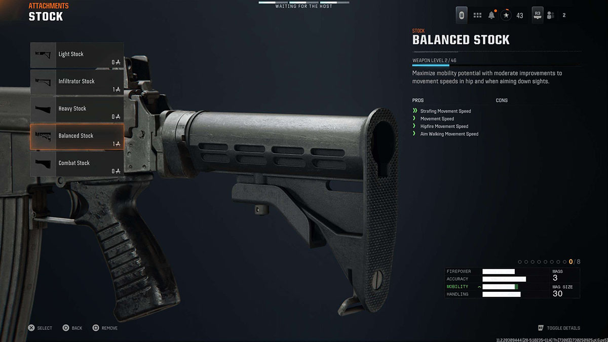 Black Ops 6 AMES 85 Balanced Stock attachment in gunsmith