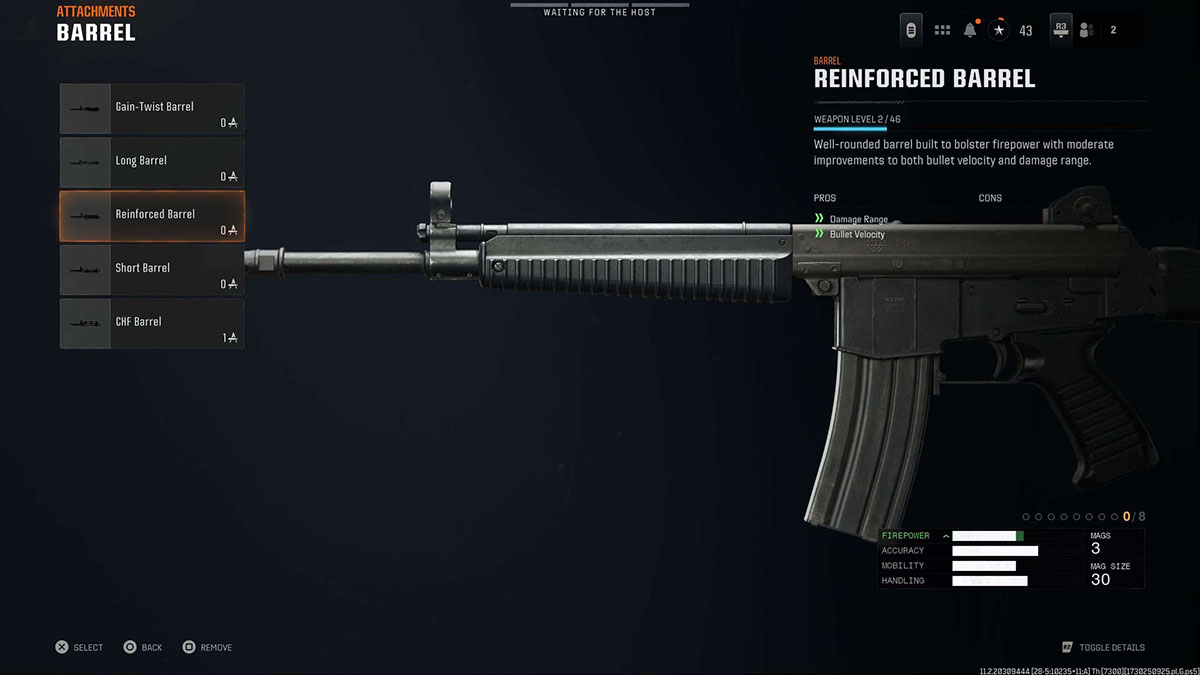 Black Ops 6 AMES 85 Reinforced Barrel attachment in gunsmith