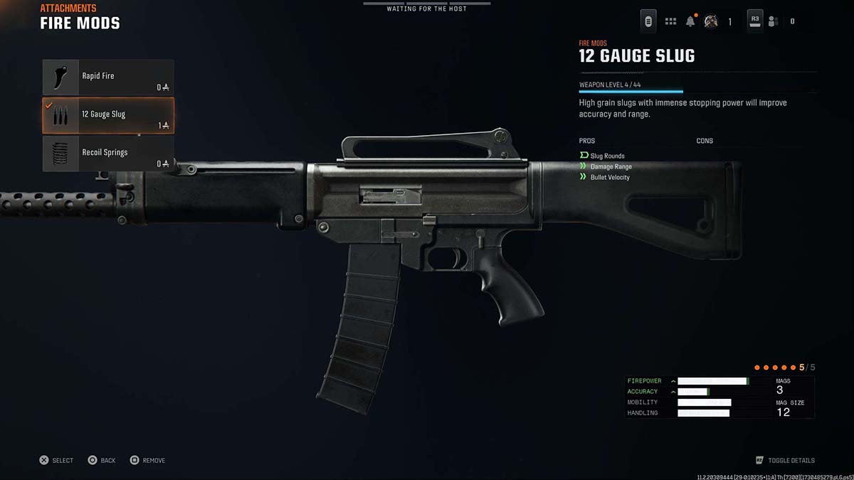 Black Ops 6 ASG-89 12 Gauge Slug attachment in gunsmith