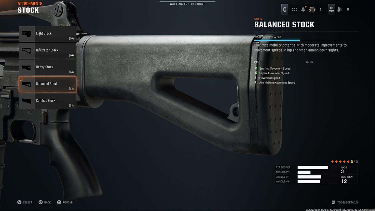 Black Ops 6 ASG-89 12 Balanced Stock attachment in gunsmith