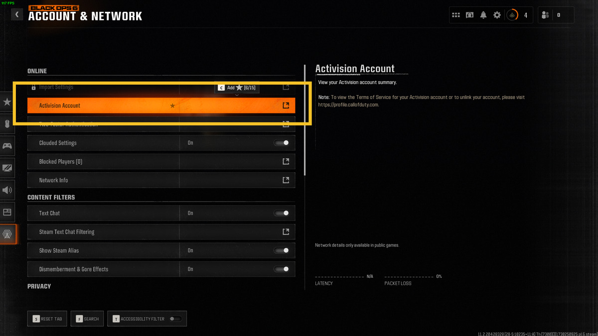 How to change display name in Black Ops 6: settings menu.