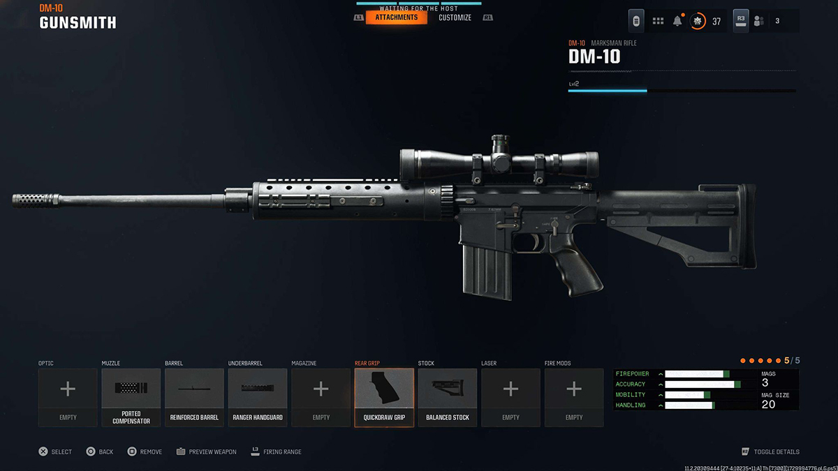 Call of Duty: Black Ops 6 DM-10 in the gunsmith