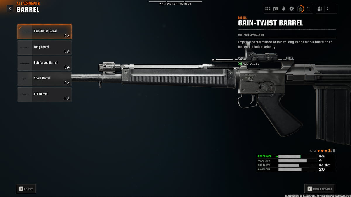Image of Goblin Mk2 Gain-Twist Barrel attachment in Gunsmith screen in Call of Duty Black Ops 6.