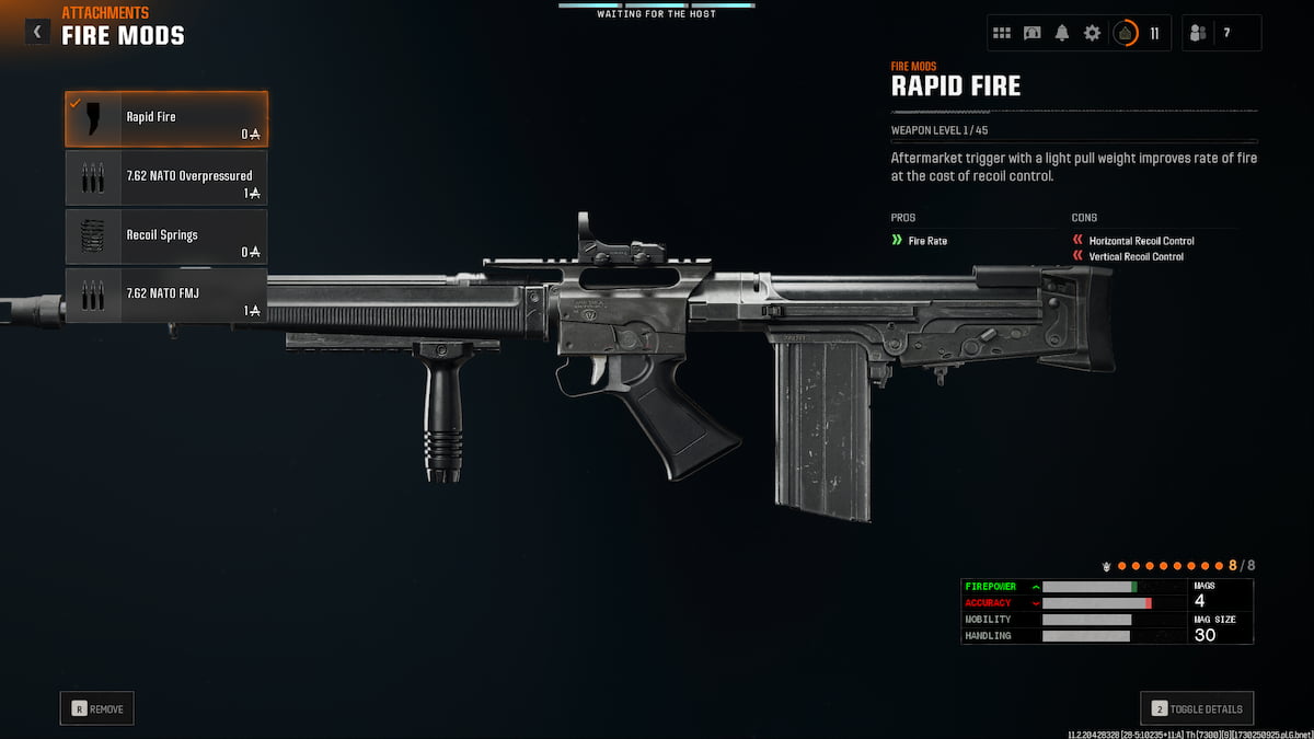 Image of Goblin Mk2 Rapid Fire attachment in Gunsmith screen in Call of Duty Black Ops 6.