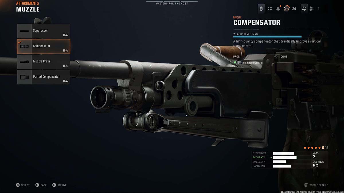 Black Ops 6 GPMG-7 Compensator attachment in gunsmith