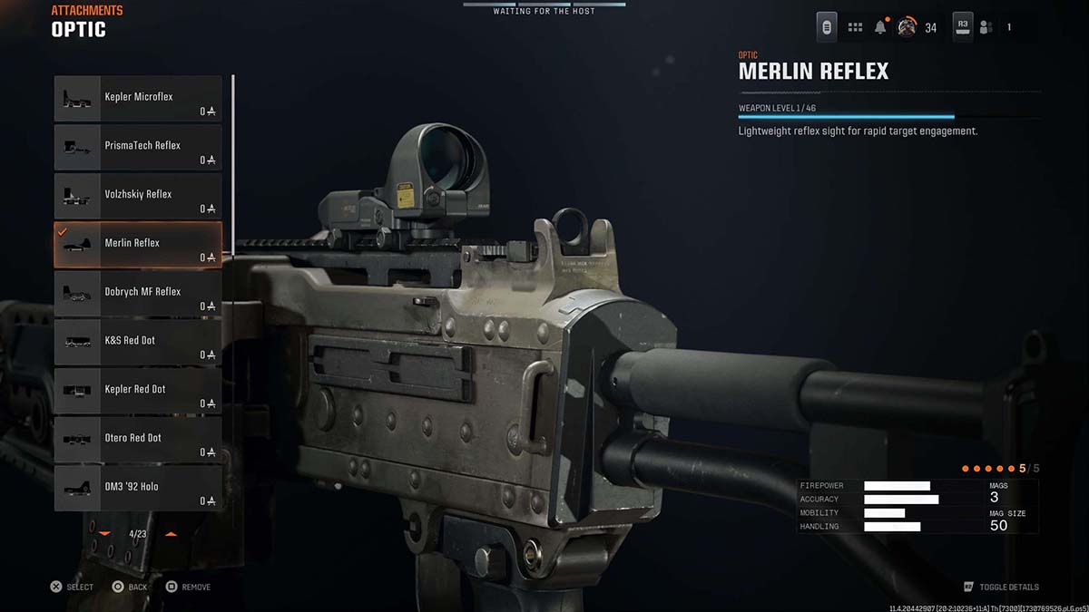 Black Ops 6 GPMG-7 Merlin Reflex attachment in gunsmith