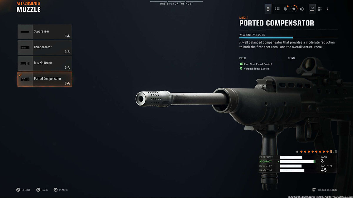 Black Ops 6 GPR 91 Ported Compensator attachment in gunsmith
