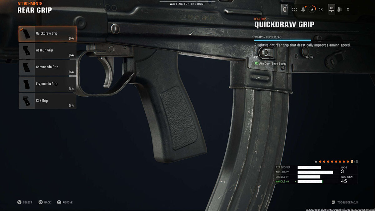 Black Ops 6 GPR 91 Quickdraw Grip attachment in gunsmith