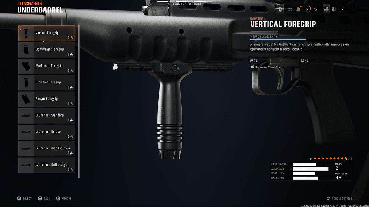 Black Ops 6 GPR 91 Vertical Foregrip attachment in gunsmith