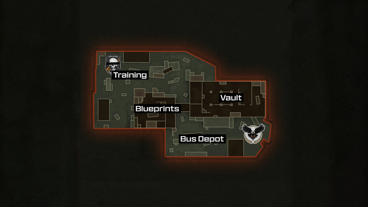 Image of the layout for the map Hideout in Black Ops 6.