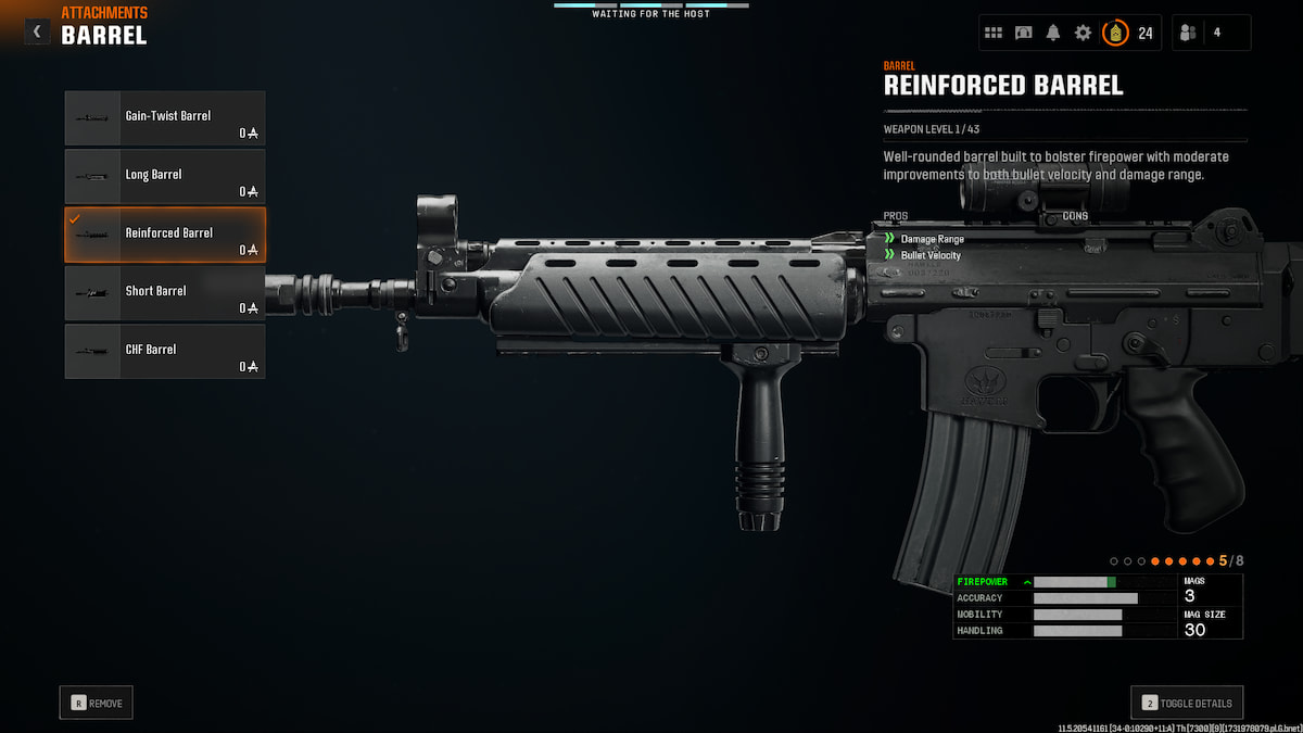 Image of the Reinforced Barrel attachment for Krig C in Black Ops 6.