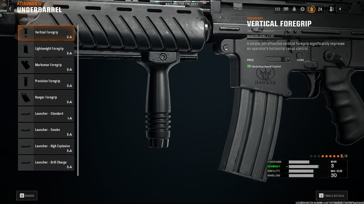 Image of the Vertical Foregrip attachment for Krig C in Black Ops 6.