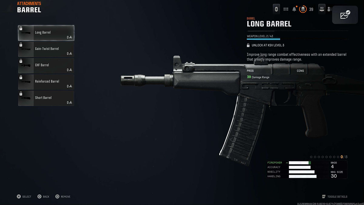 Call of Duty Black Ops 6 long barrel attachment for KSV