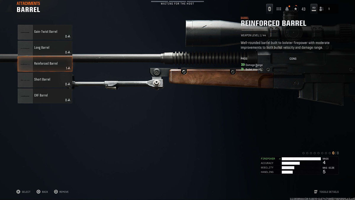 Black Ops 6 LR 7.62 Reinforced Barrel attachment in gunsmith