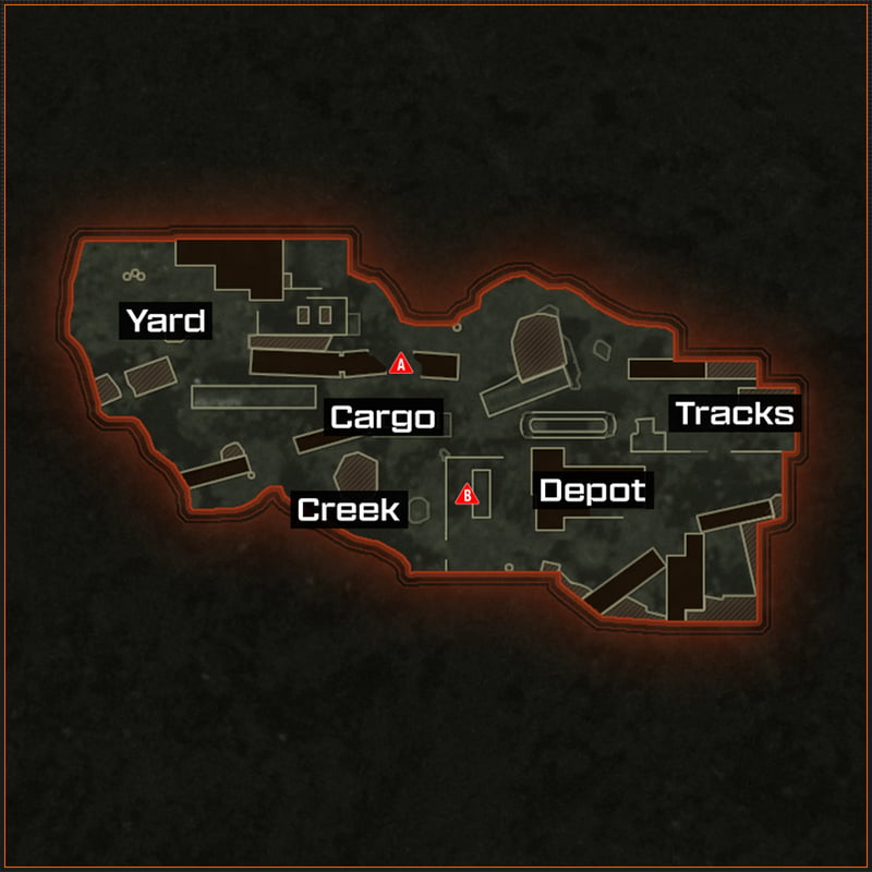 Image of the Derelict map layout in Call of Duty Black Ops 6.