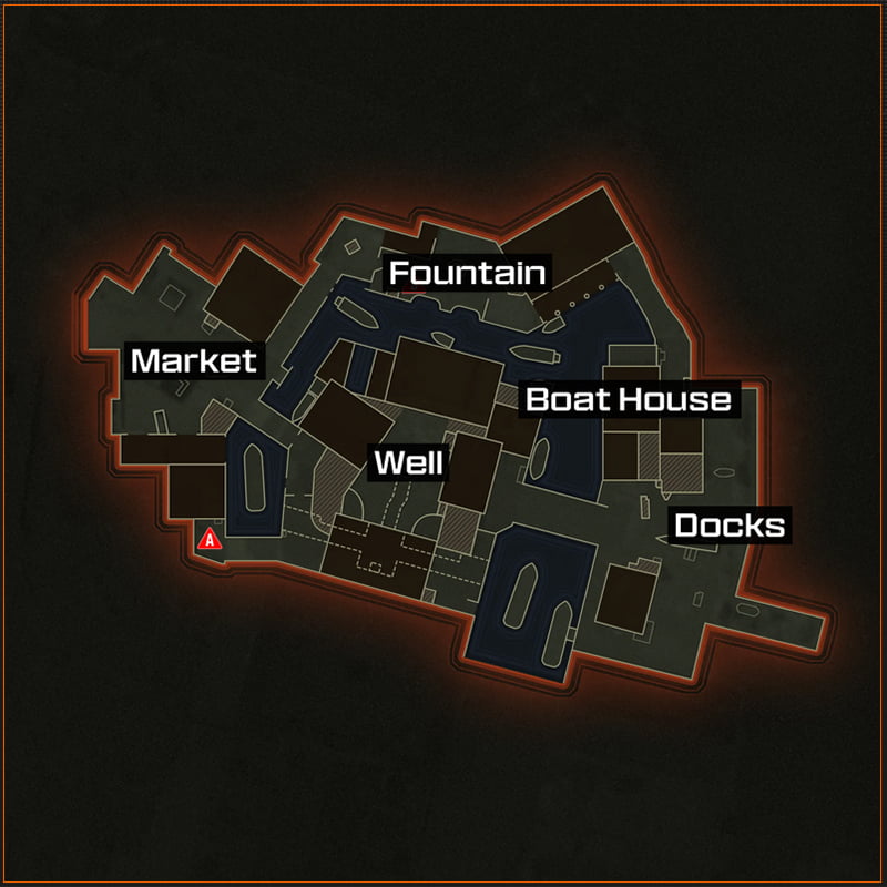 Image of the Lowtown map layout in Call of Duty Black Ops 6.