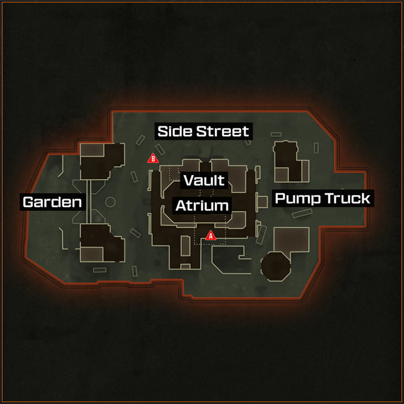 Image of the Vault map layout in Call of Duty Black Ops 6.