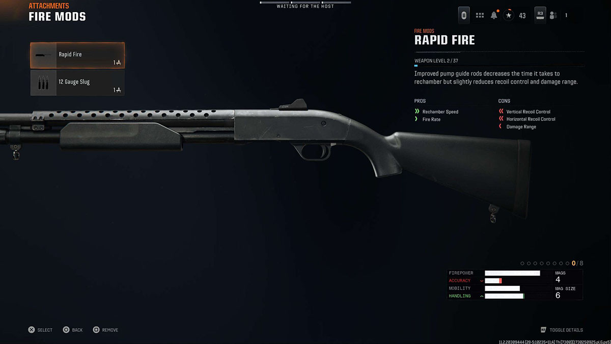 Black Ops 6 Marine SP Rapid Fire attachment in gunsmith