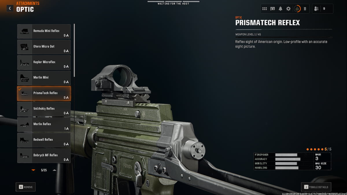 Image of Model L PrismaTech Reflex attachment in Gunsmith screen in Call of Duty Black Ops 6.