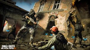 Image of characters in Call of Duty Black Ops 6 in front of a ruined building.