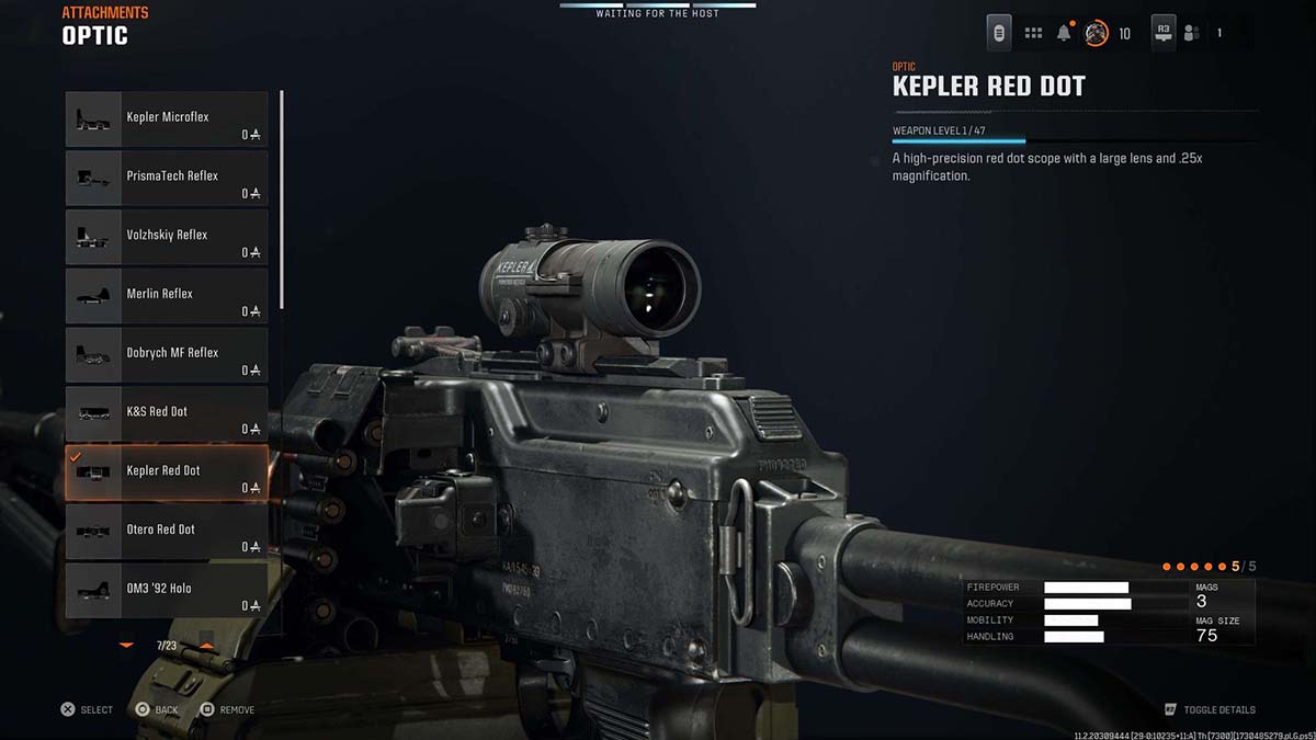 Black Ops 6 PU-21 Kelper Red Dot attachment in gunsmith