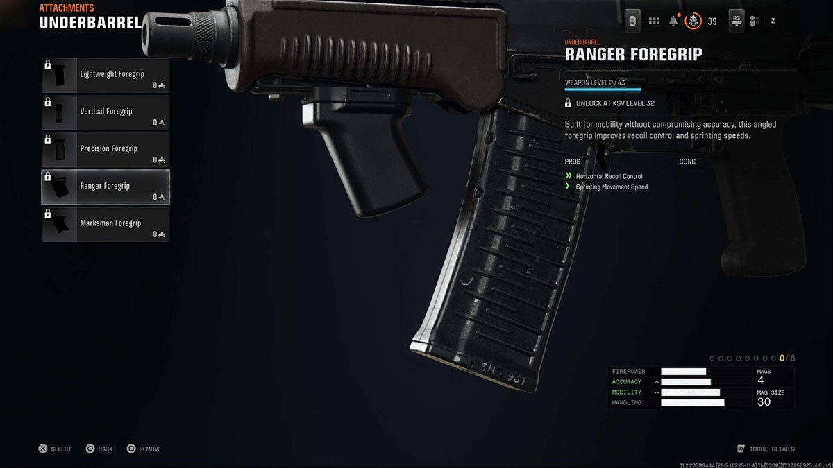 Call of Duty Black Ops 6 Ranger Foregrip attachment for KSV