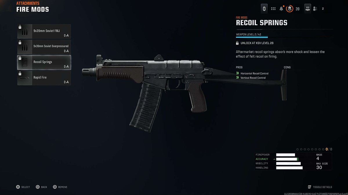 Call of Duty Black Ops 6 recoil springs attachment for KSV