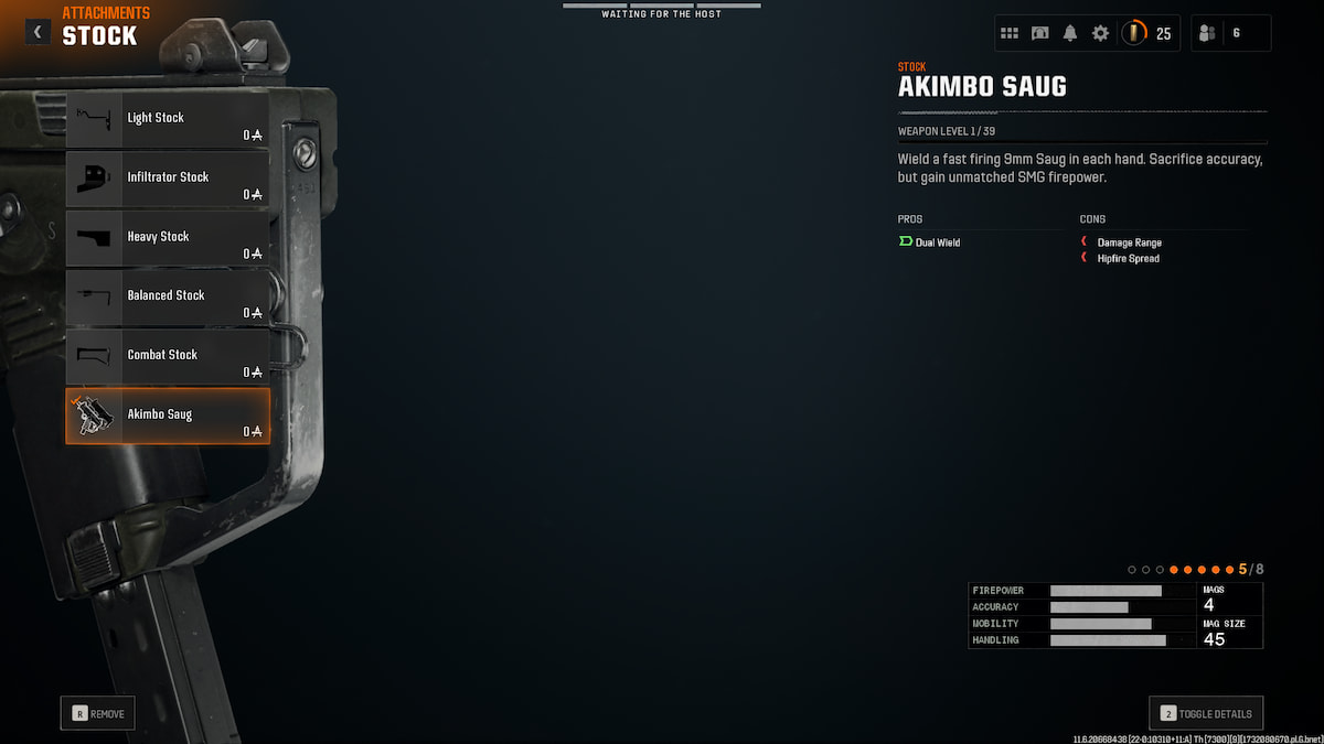 Image of the Akimbo Stock attachment for Saug in Black Ops 6.