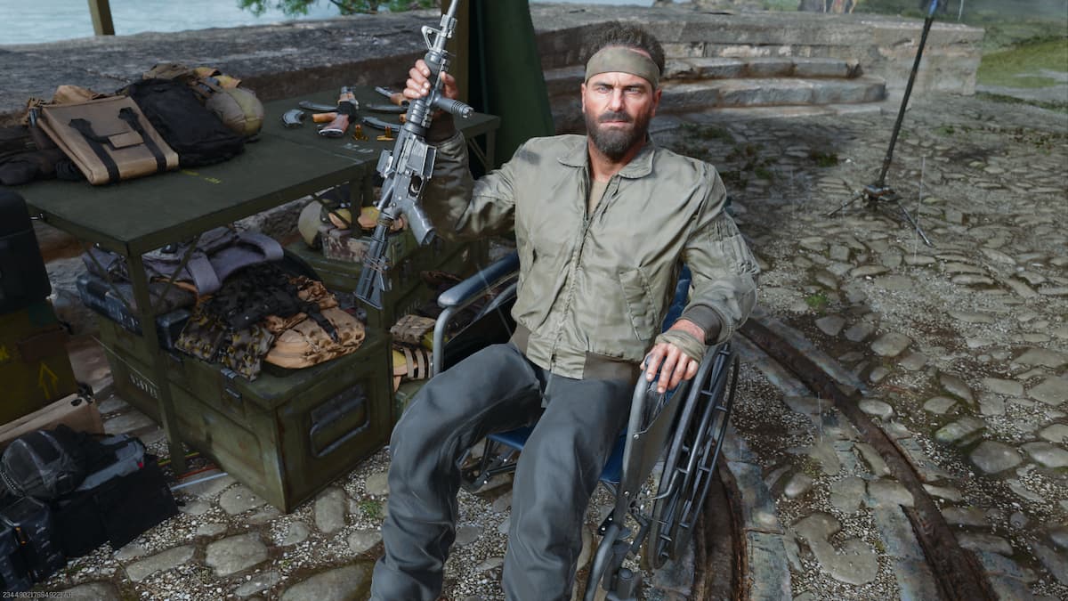 Image of a wheelchair-bound character hoisting a rifle in Call of Duty Black Ops 6.