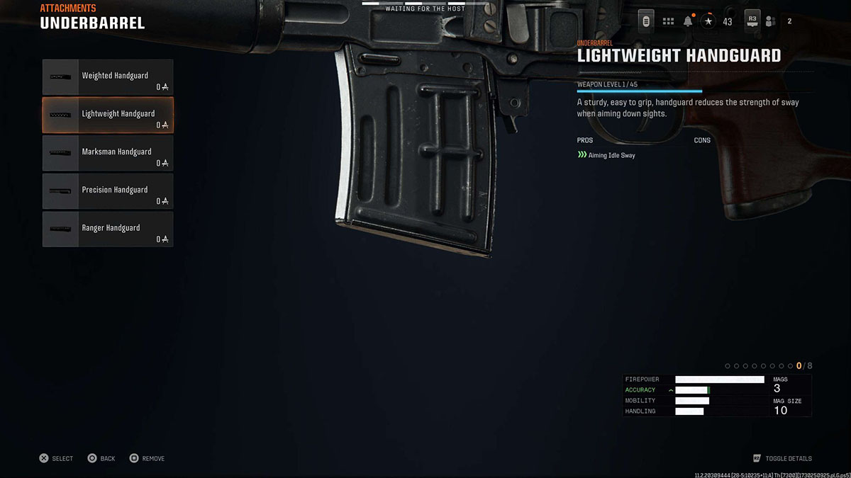 Black Ops 6 SVD Lightweight Handguard attachment in gunsmith