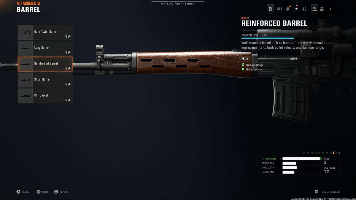 Black Ops 6 SVD Reinforced Barrel attachment in gunsmith