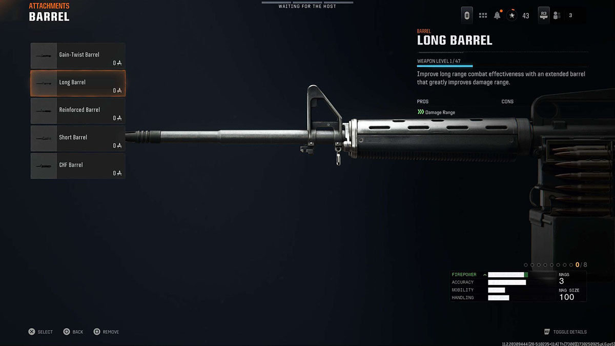 Black Ops 6 XMG Long Barrel attachment in gunsmith