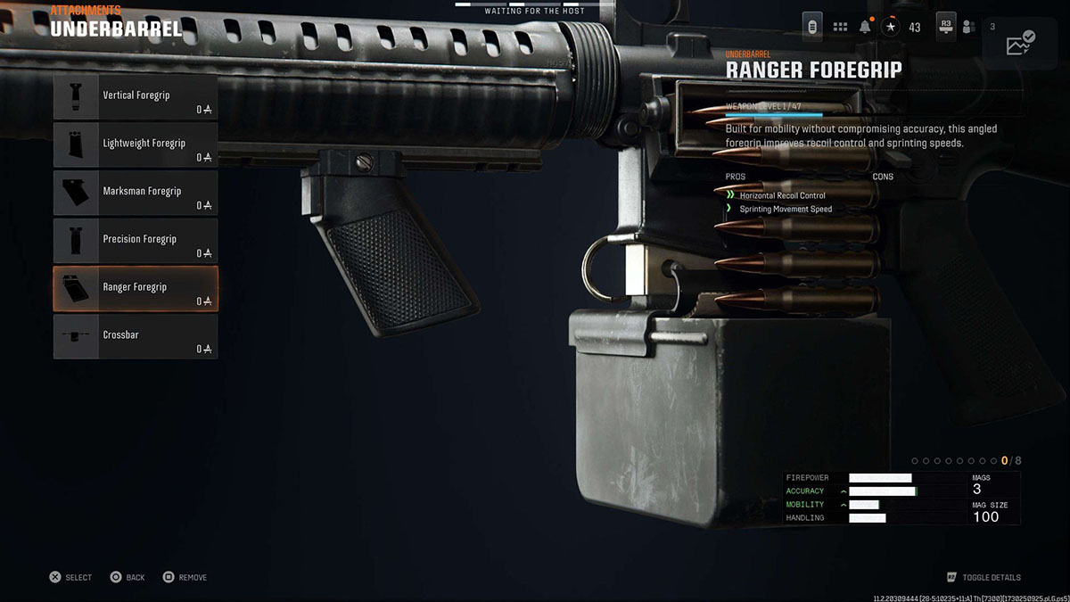 Black Ops 6 XMG Ranger Foregrip attachment in gunsmith