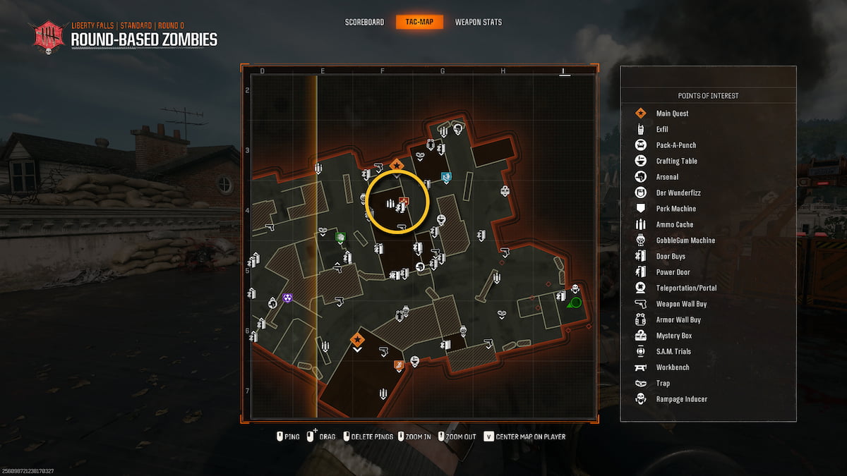 Image of the Liberty Falls map in Call of Duty Black Ops 6 Zombies, with the Bank Vault location circled.