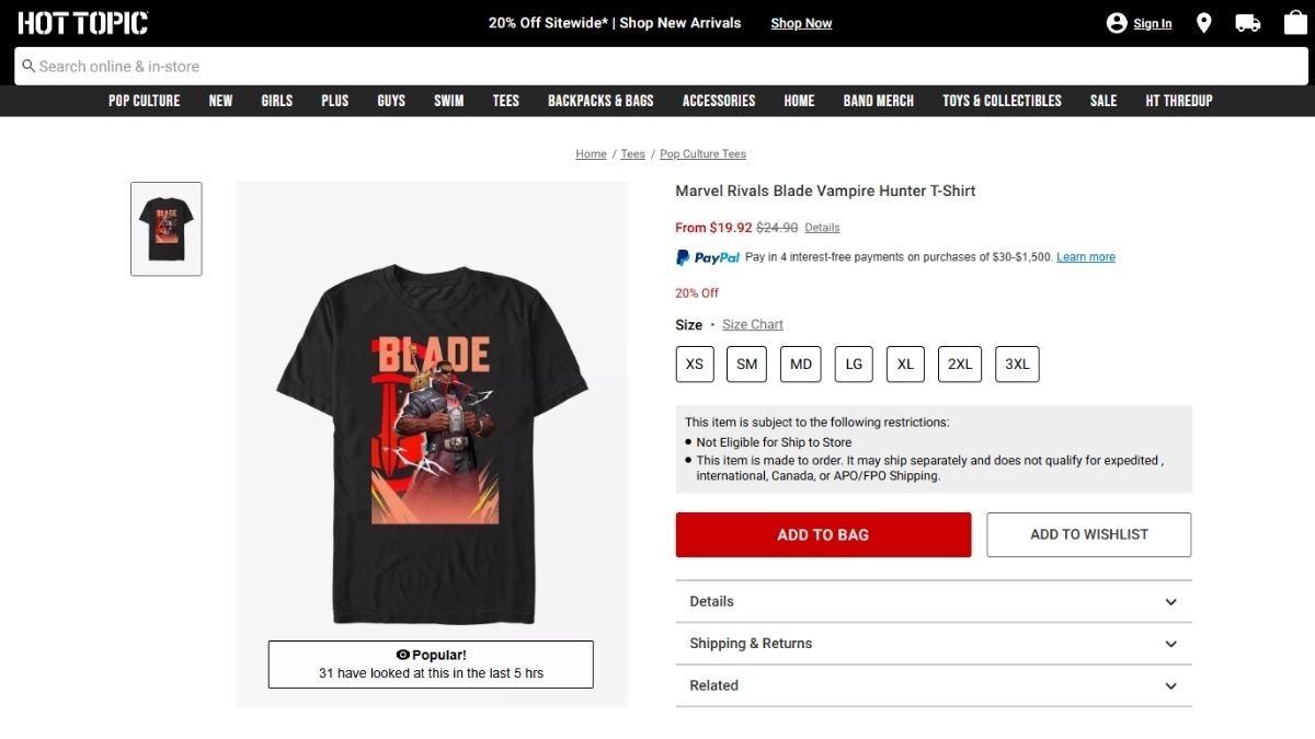 Blade shirt Marvel Rivals