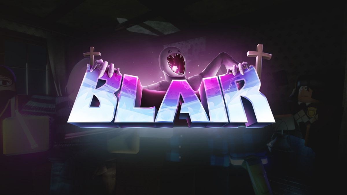 Cover image from the main menu of the game Blair on Roblox.