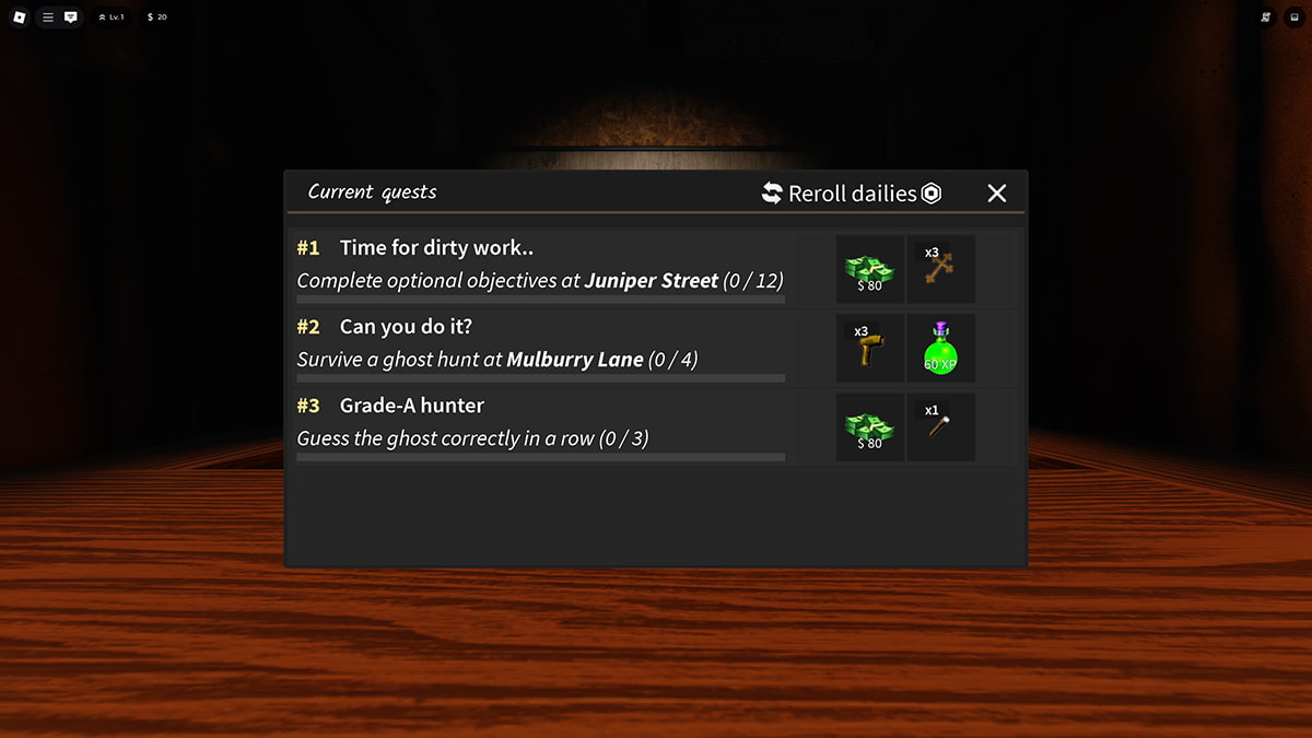 Image of the Daily Quests window in Blair on Roblox.