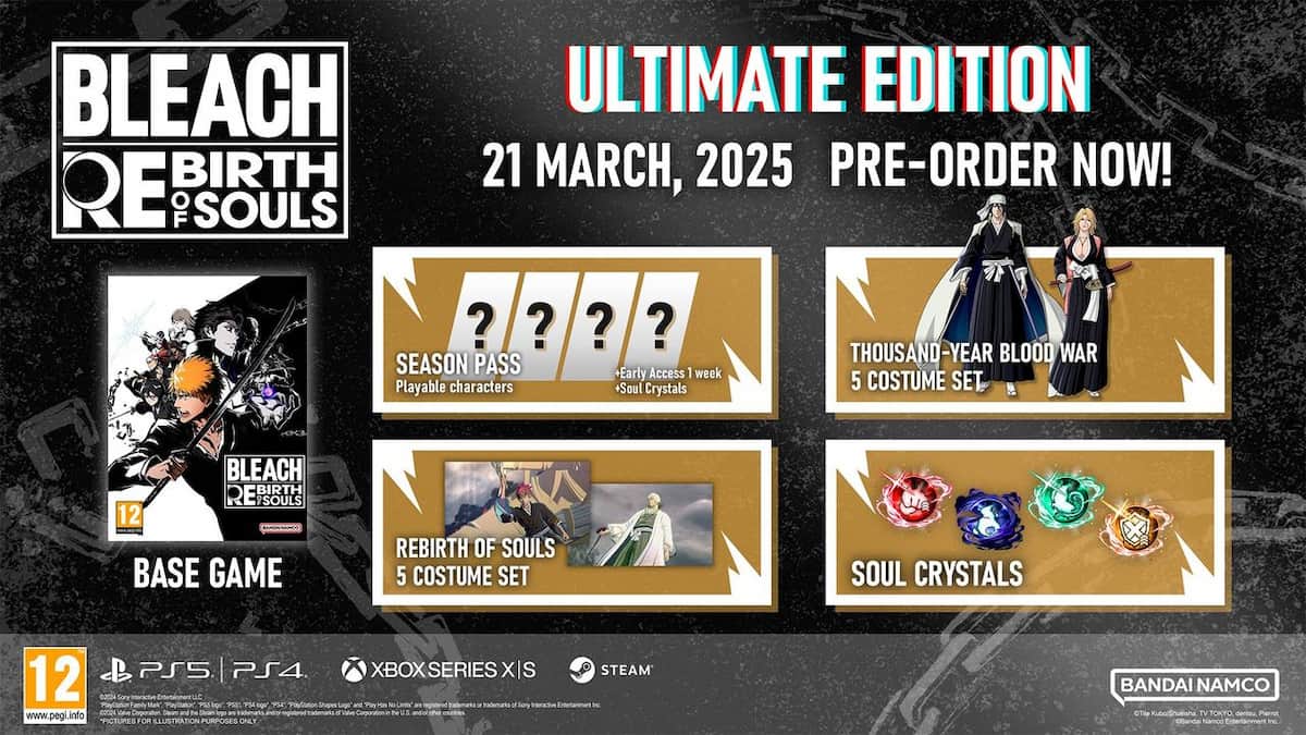Image of the rewards from the Ultimate Edition of Bleach Rebirth of Souls.