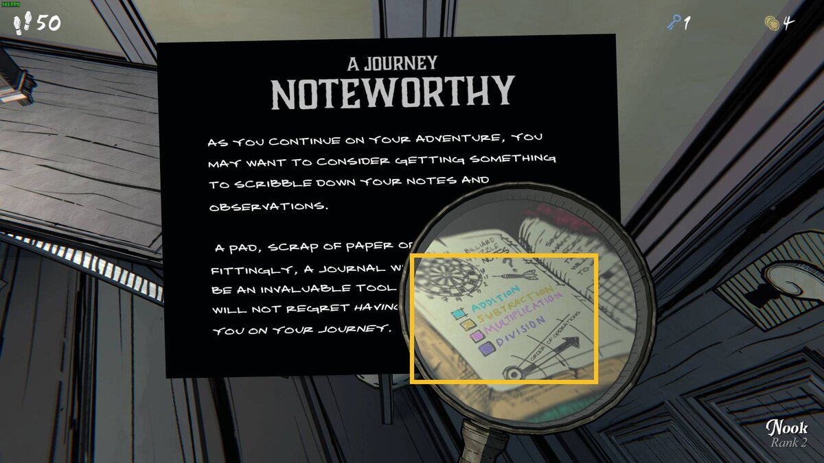 Blue Prince Dartboard Puzzle: magnified note.