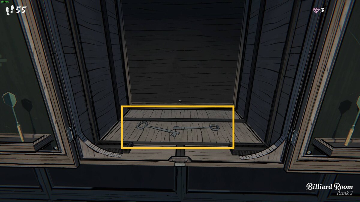 Blue Prince Dartboard Puzzle: dartboard nook containing keys.