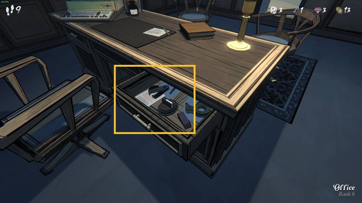 Blue Prince Office safe code: desk in the Office.