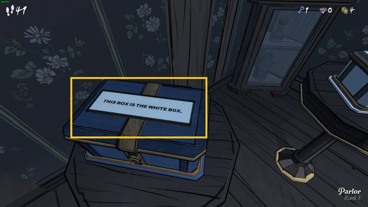 Blue Prince Parlor Game: box with a statement.