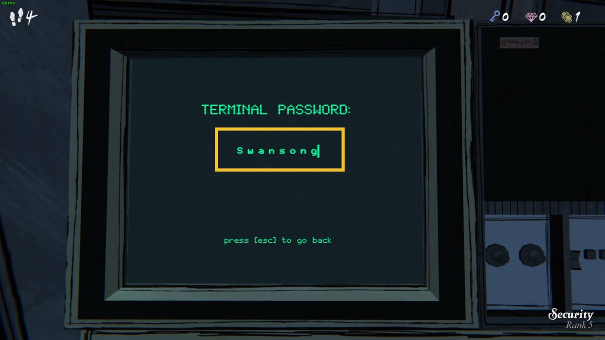 Blue Prince Terminal password: Terminal password screen.