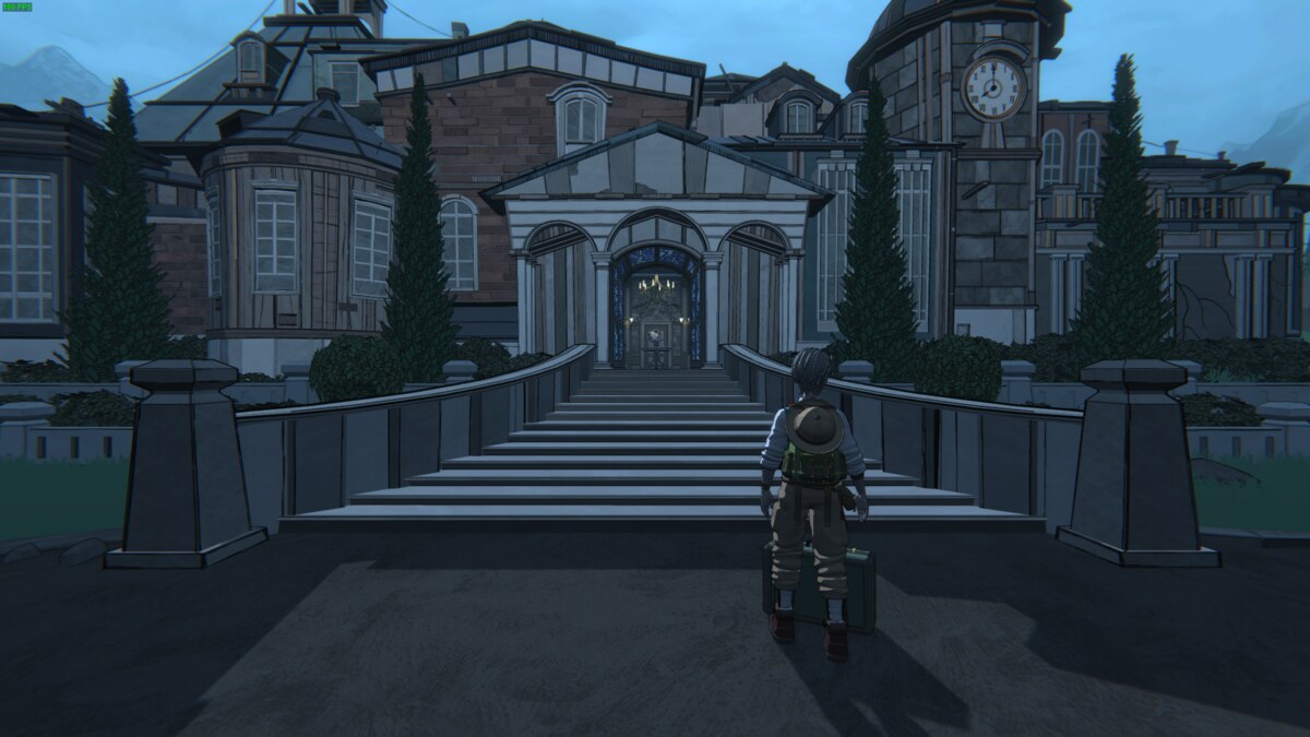 Blue Prince tips and tricks: man in front of the manor.