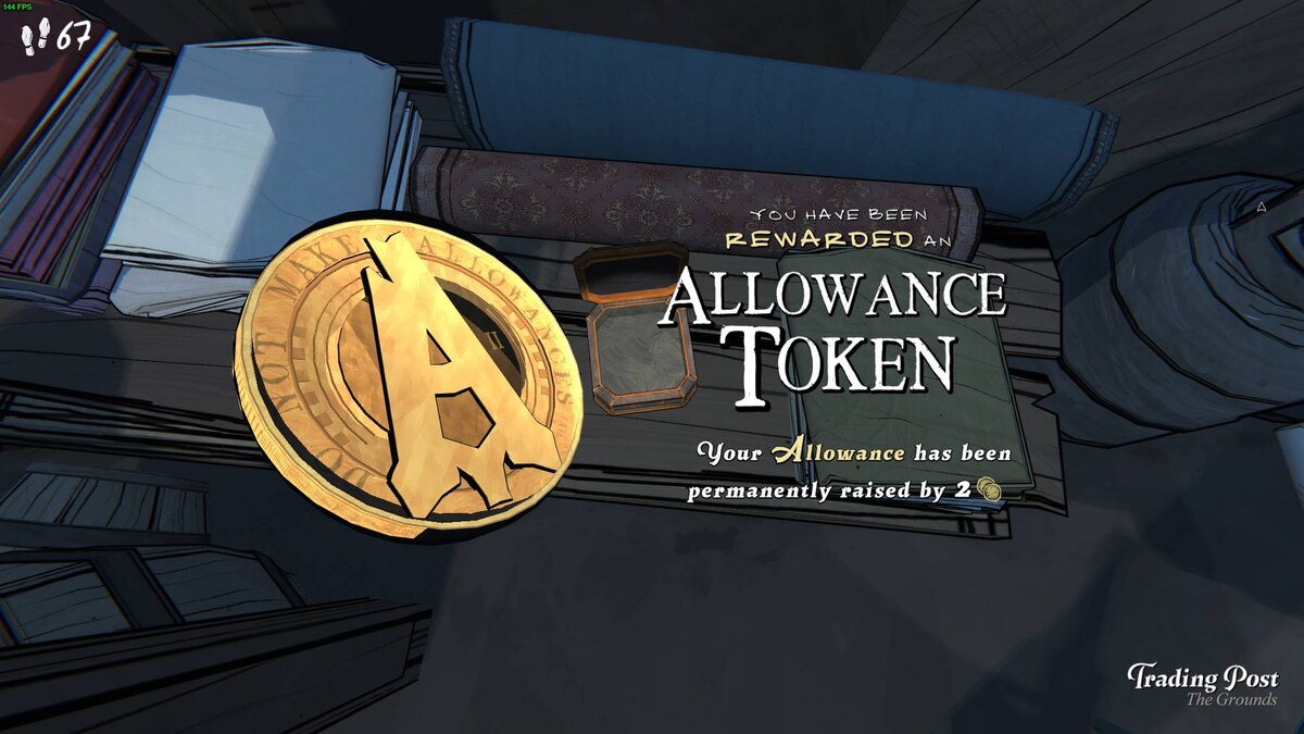 Blue Prince Trading Post puzzle: Allowance Token.