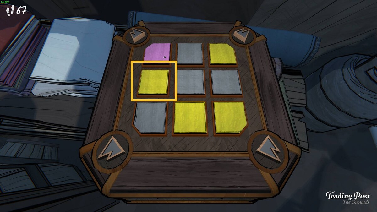 Blue Prince Trading Post puzzle: cube puzzle.