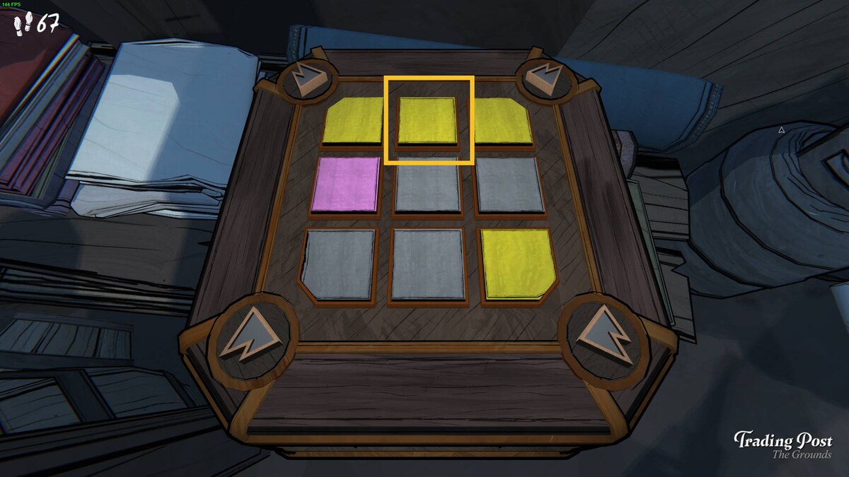 Blue Prince Trading Post puzzle: cube puzzle.